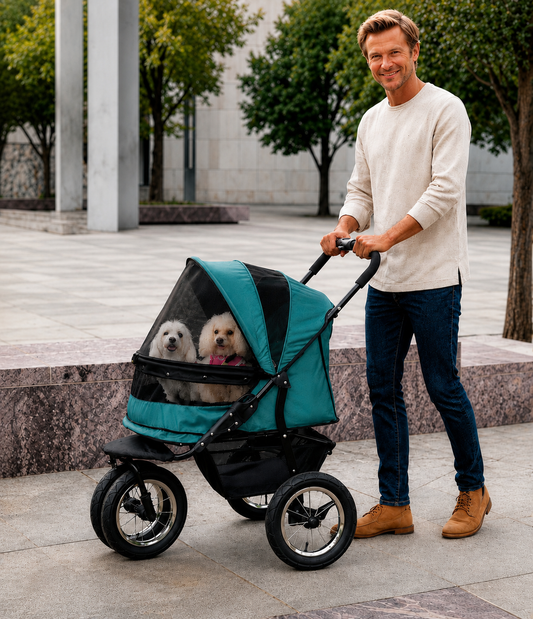 Zipper-less Dual Pet Stroller