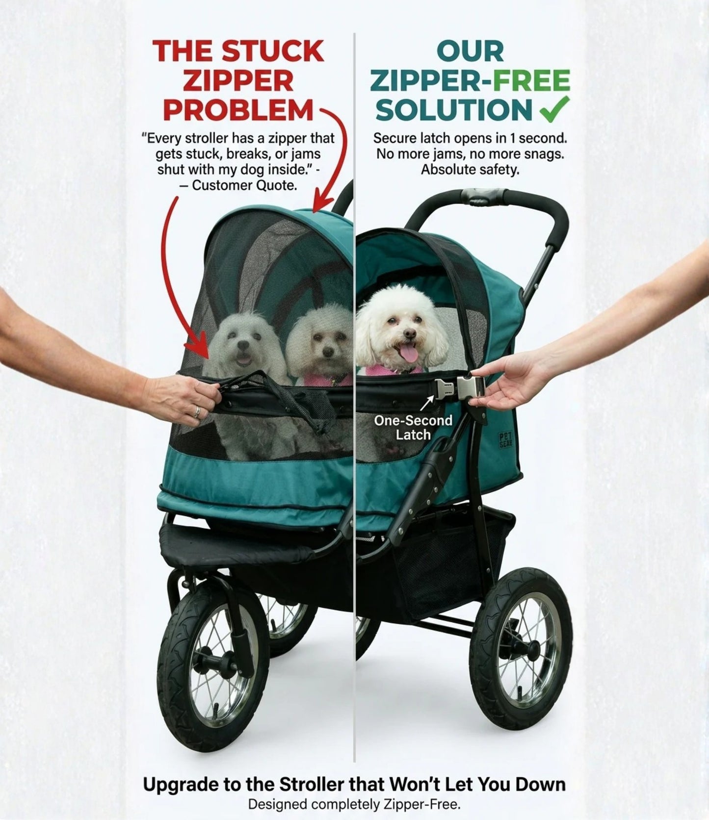 Zipper-less Dual Pet Stroller