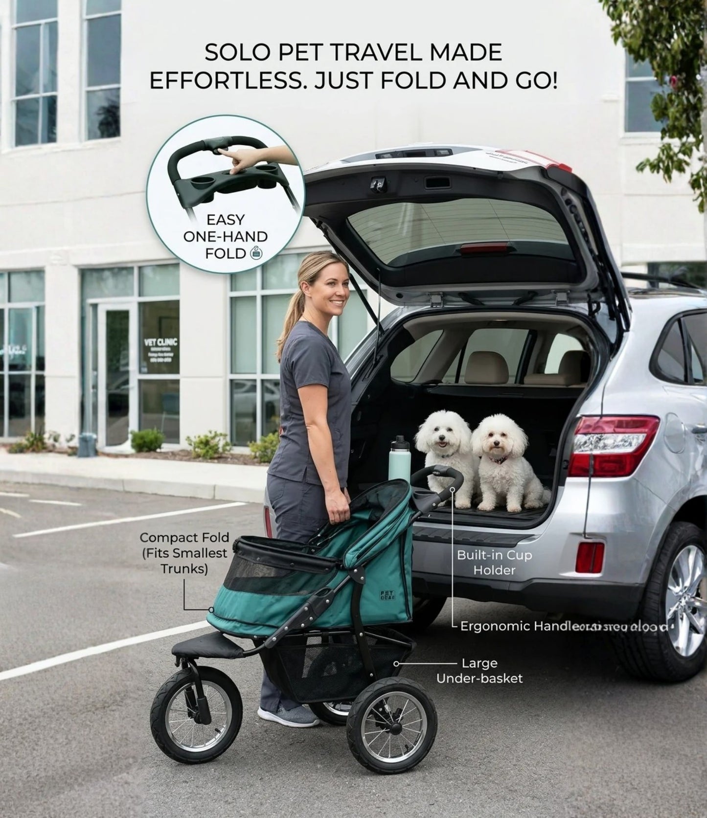 Zipper-less Dual Pet Stroller