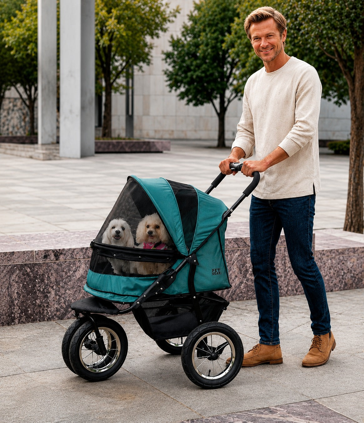 Zipper-less Dual Pet Stroller