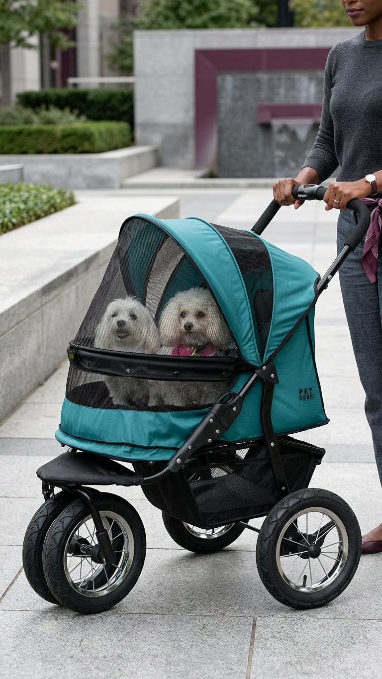 Zipper-less Dual Pet Stroller