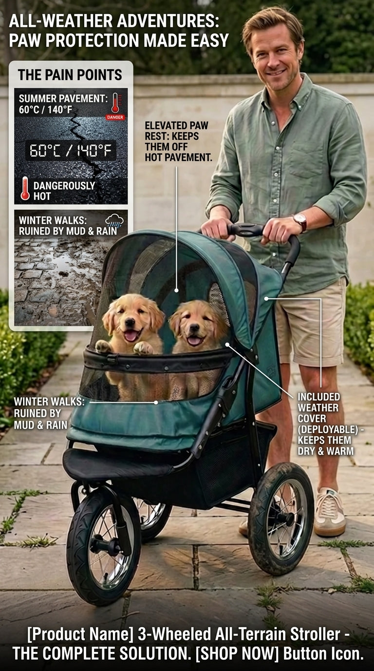 Zipper-less Dual Pet Stroller