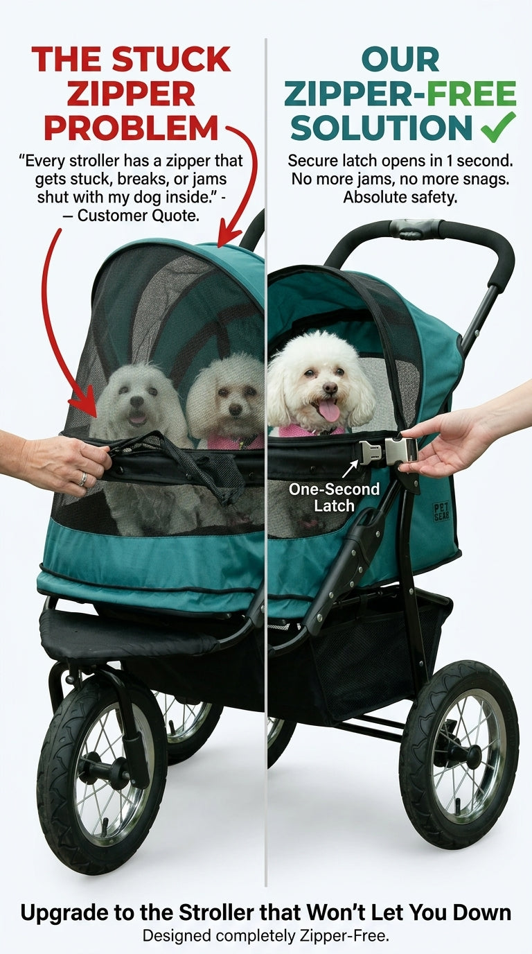 Zipper-less Dual Pet Stroller