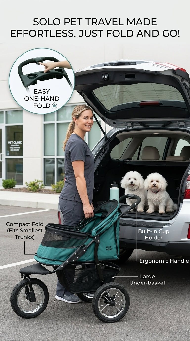 Zipper-less Dual Pet Stroller