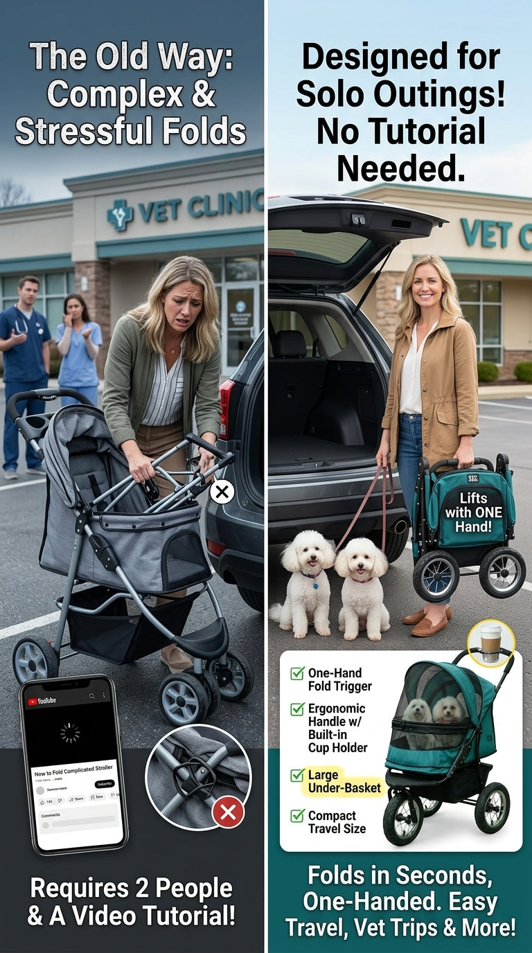 Zipper-less Dual Pet Stroller